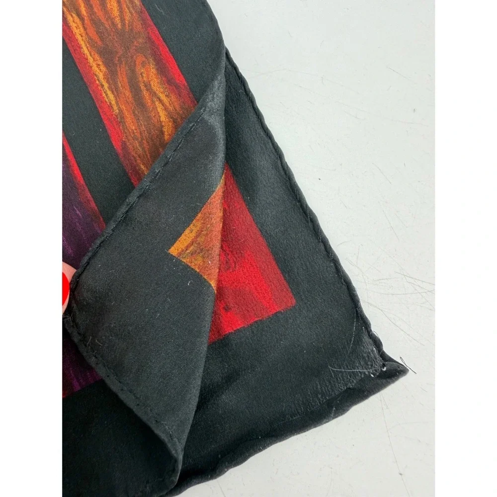 Anne Klein‎ Scarf Women OS Red Silk Striped Border Vintage